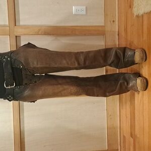 Handmade Vintage Cowhide Leather Chaps M